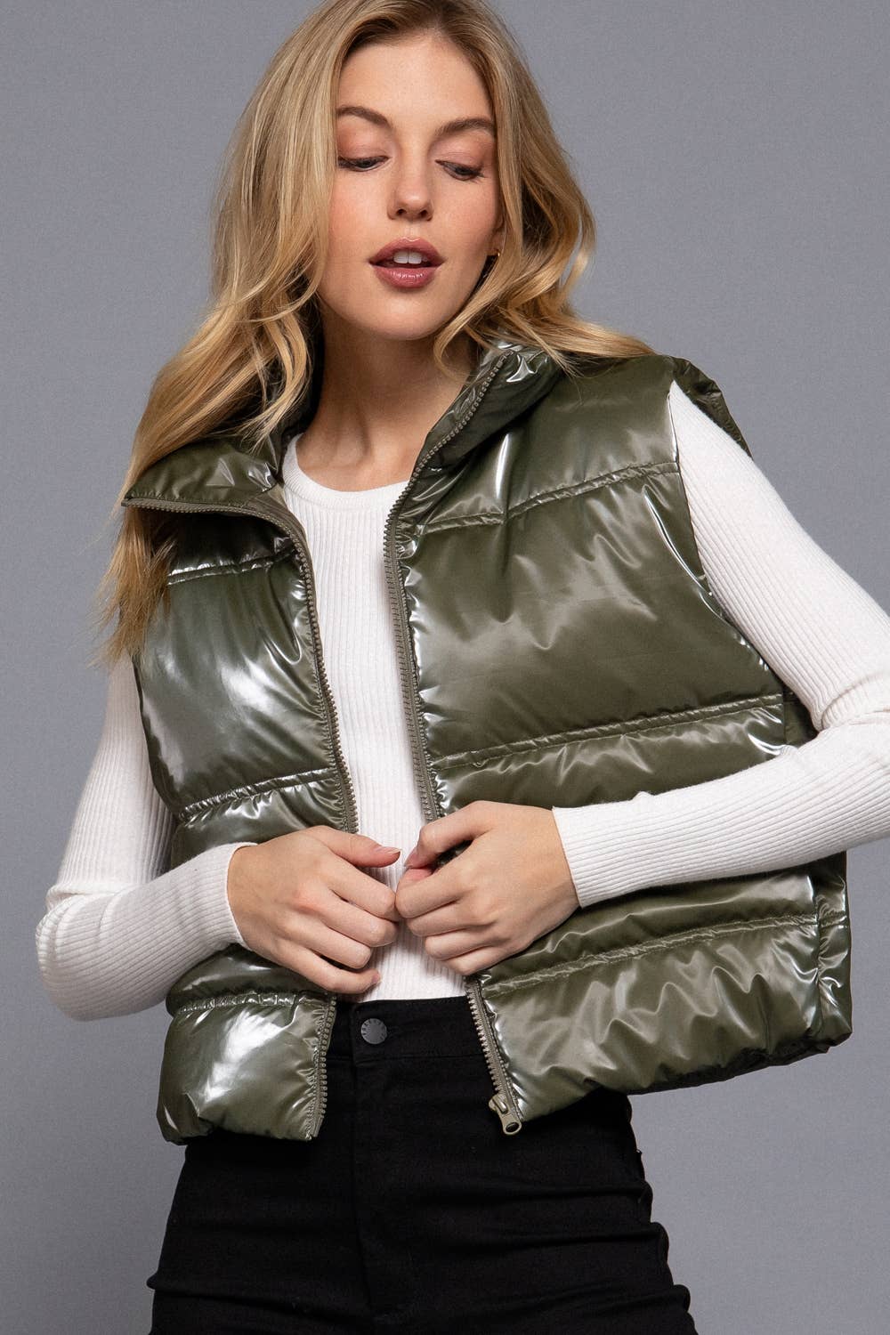 High Neck Zip Up Vest