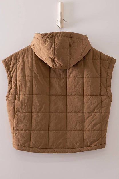 NJ90482-Quilted Hooded Puffer Vest
