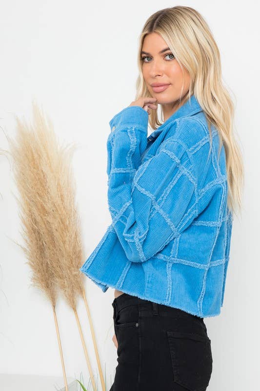 Heavy Washed Corduroy Patchwork Jacket