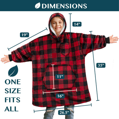 Kid's Chest Pocket Sherpa Hoodie Blanket - Kangaroo Pocket