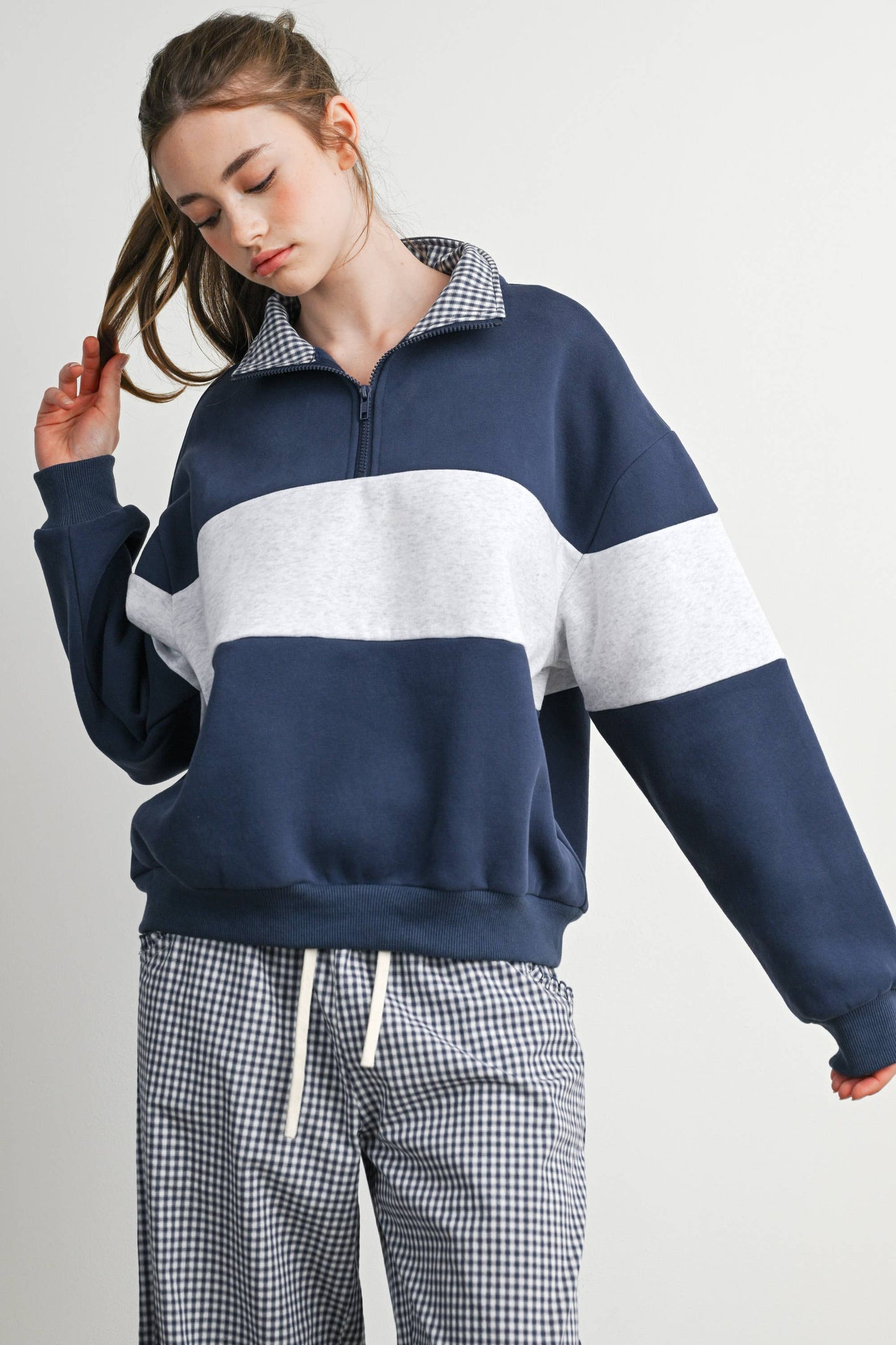 Colorblock Quarter-Zip Sweatshirt-BMT8510