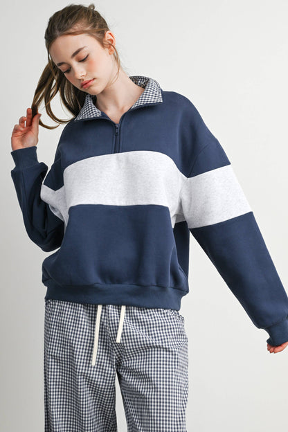 Colorblock Quarter-Zip Sweatshirt-BMT8510