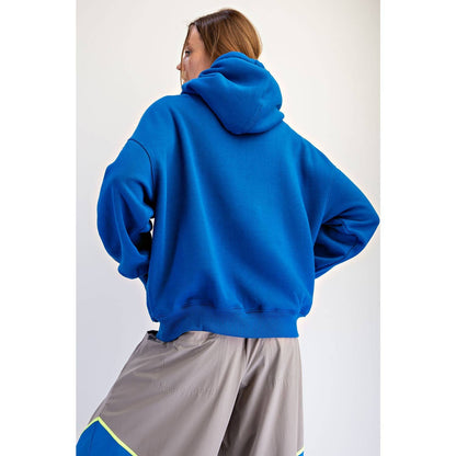 FLEECED TERRY OVERSIZED PIPING HOODIE