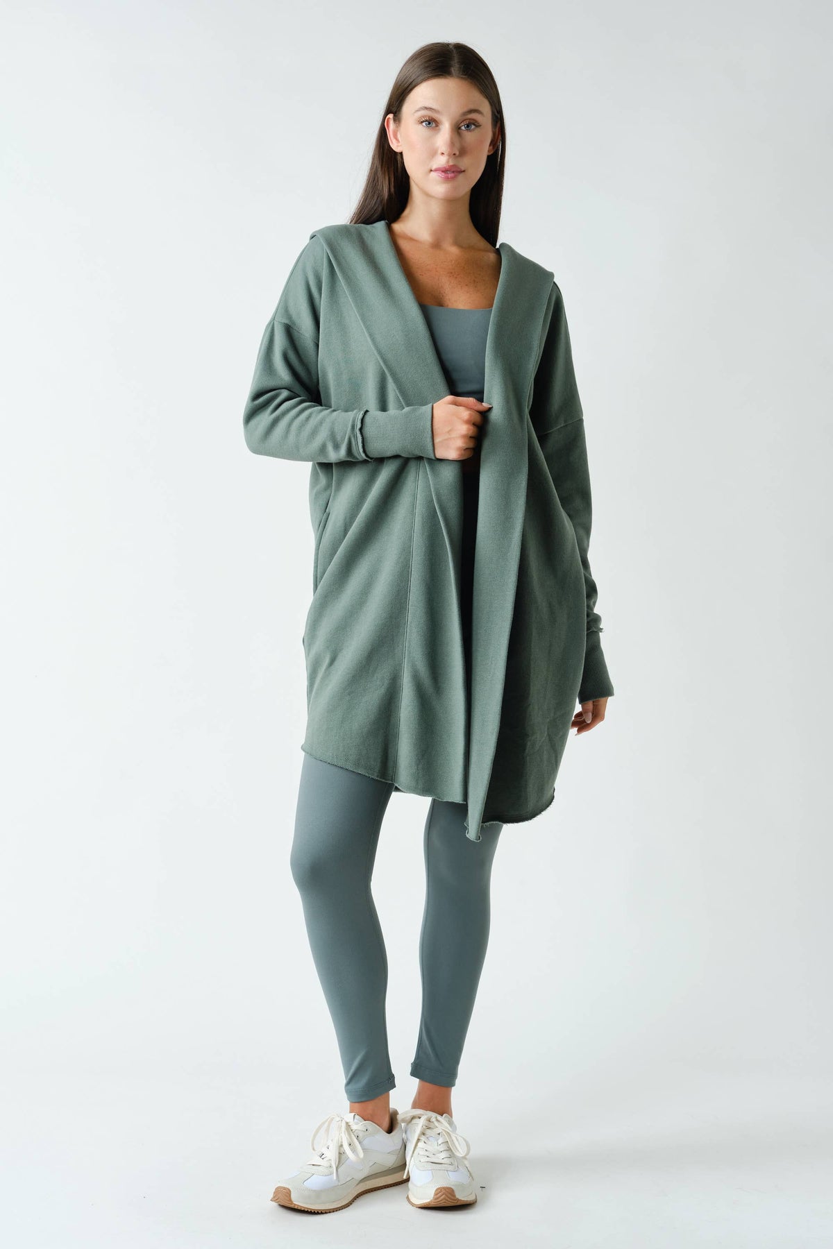 Open Front Longline Hoodie Cardigan
