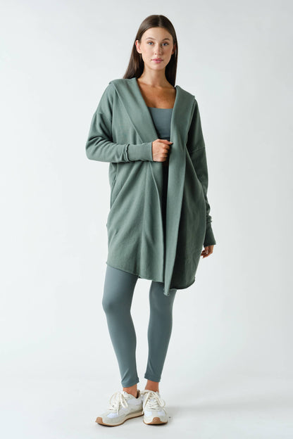 Open Front Longline Hoodie Cardigan