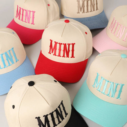 MINI Lettering Embroidery Two-Tone Baseball Cap For Kids