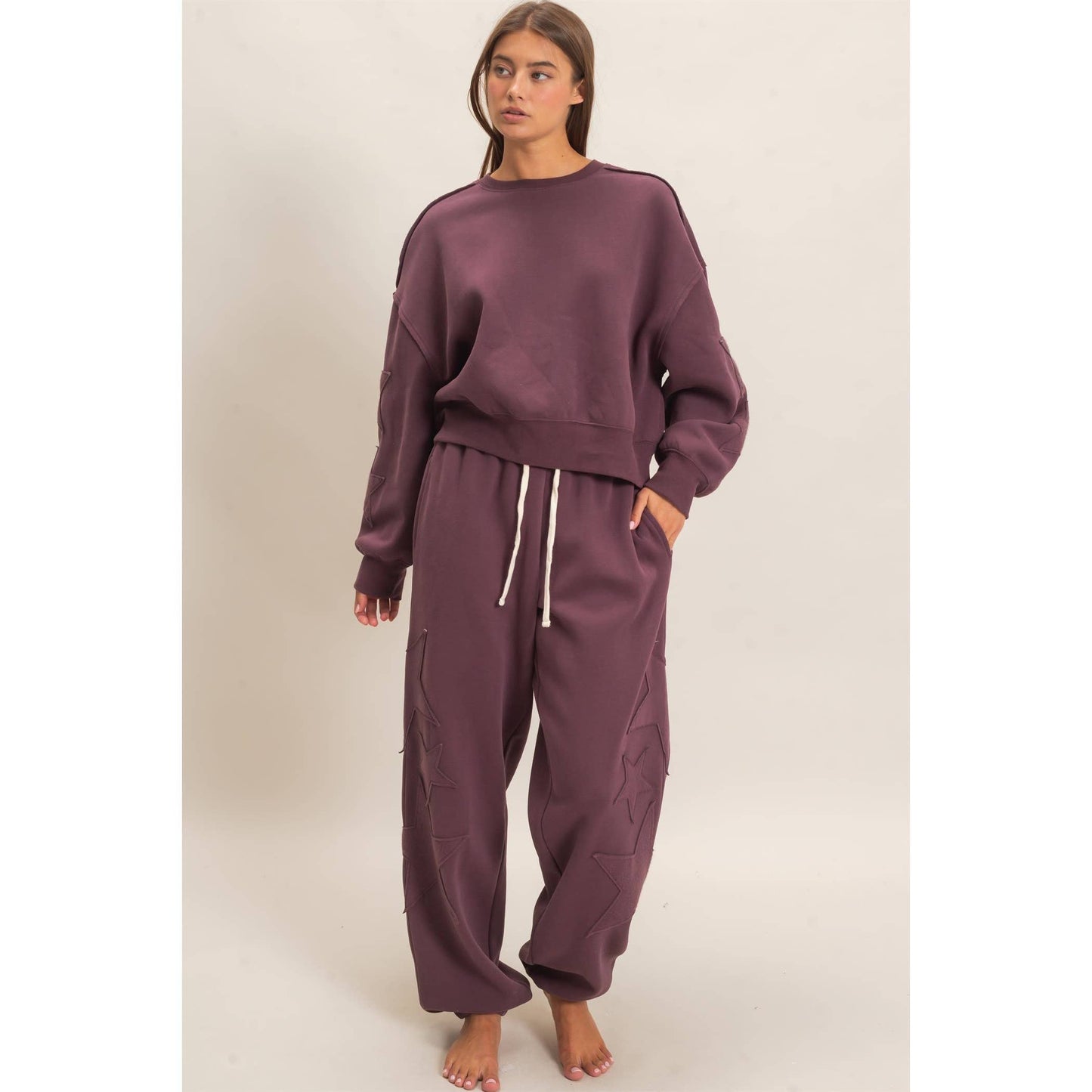 Star Patch Sleeve Sweatshirt