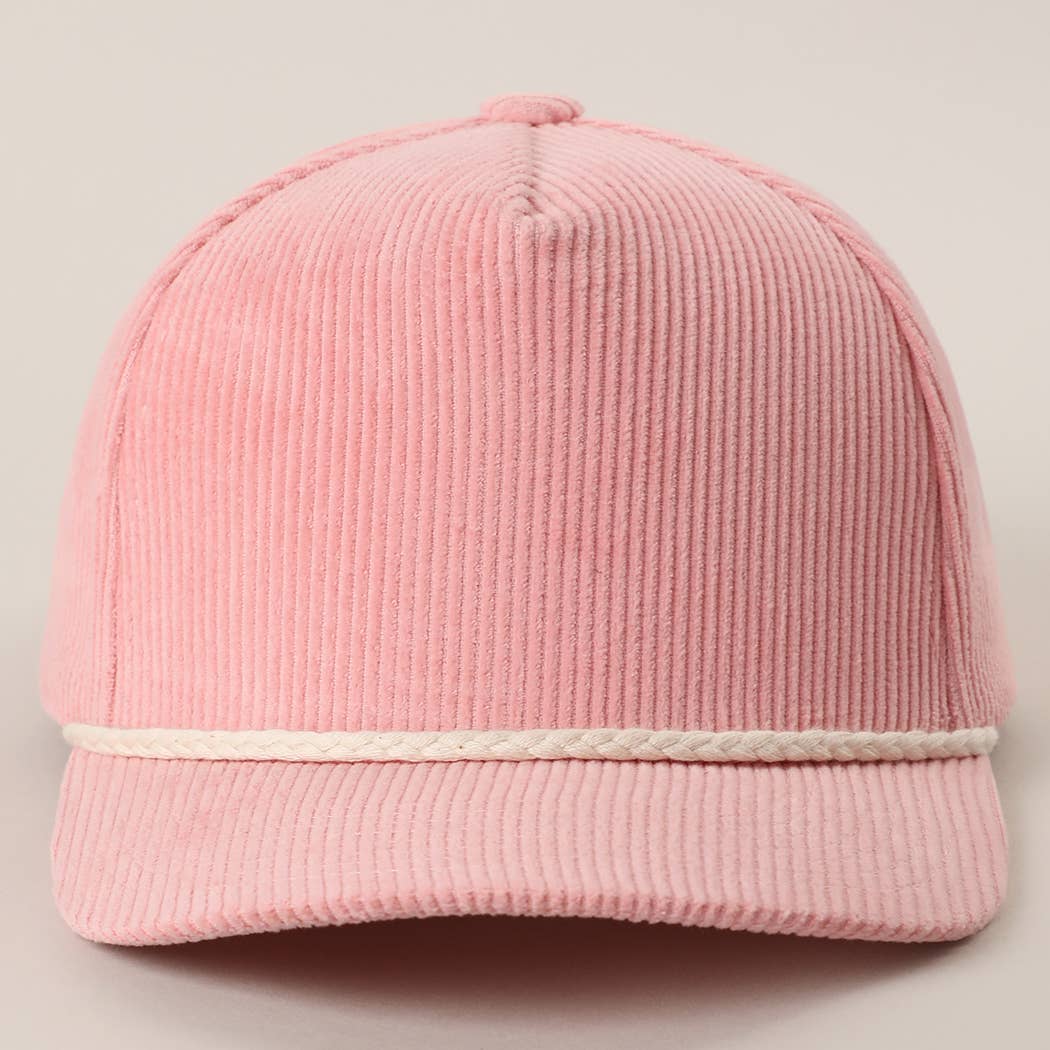 Solid Color Corduroy 5 Panel Rope Trucker Hat