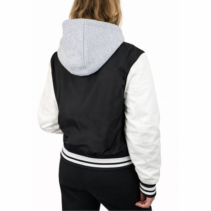 Women’s Hooded Varsity Jacket w/ Detachable Hood