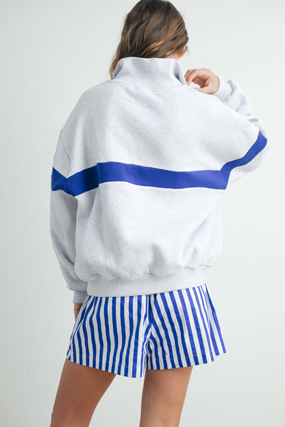 Two-Toned Half Zip Collar Sweatshirt - BMT7535