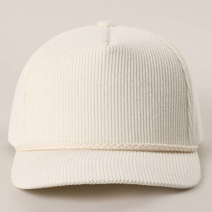 Solid Color Corduroy 5 Panel Rope Trucker Hat