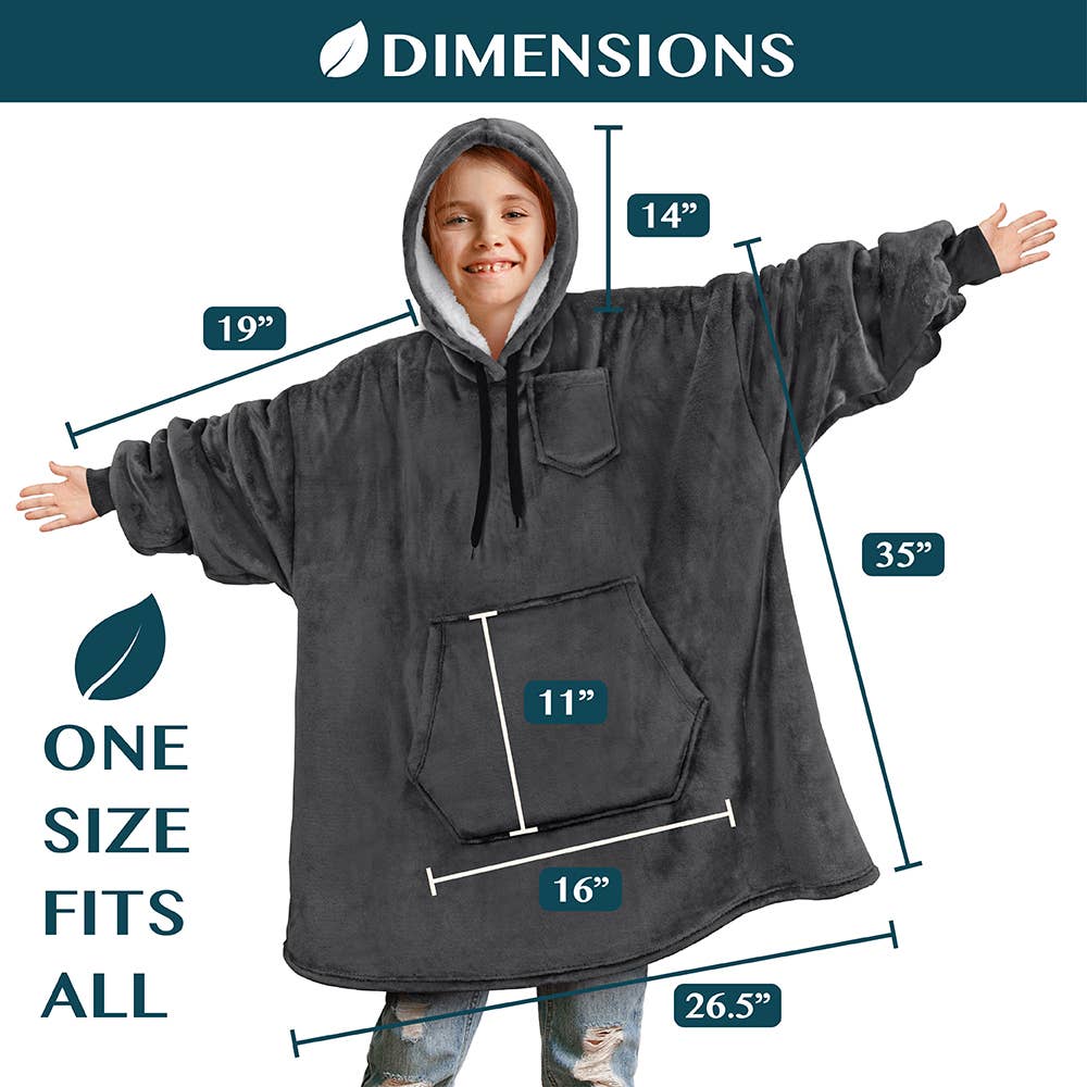 Kid's Chest Pocket Sherpa Hoodie Blanket - Kangaroo Pocket