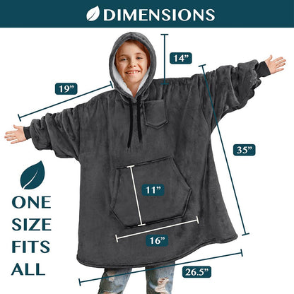 Kid's Chest Pocket Sherpa Hoodie Blanket - Kangaroo Pocket