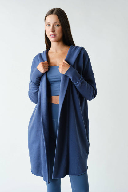 Open Front Longline Hoodie Cardigan
