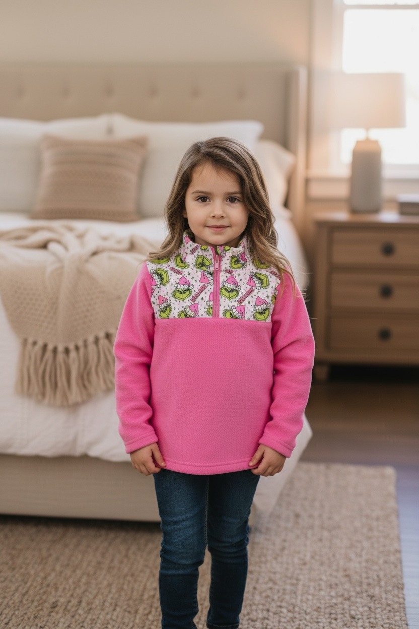Pink Christmas character, made with thick fleece. GT080104-JEAN
