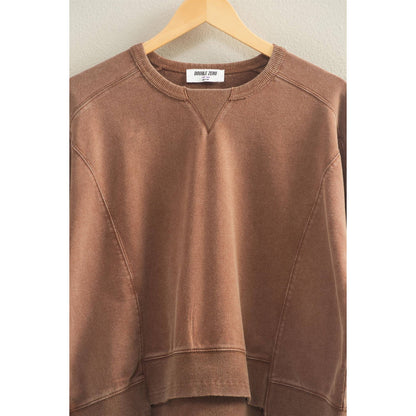 Oversized Crew Neck Sweatshirt With Raw Hem