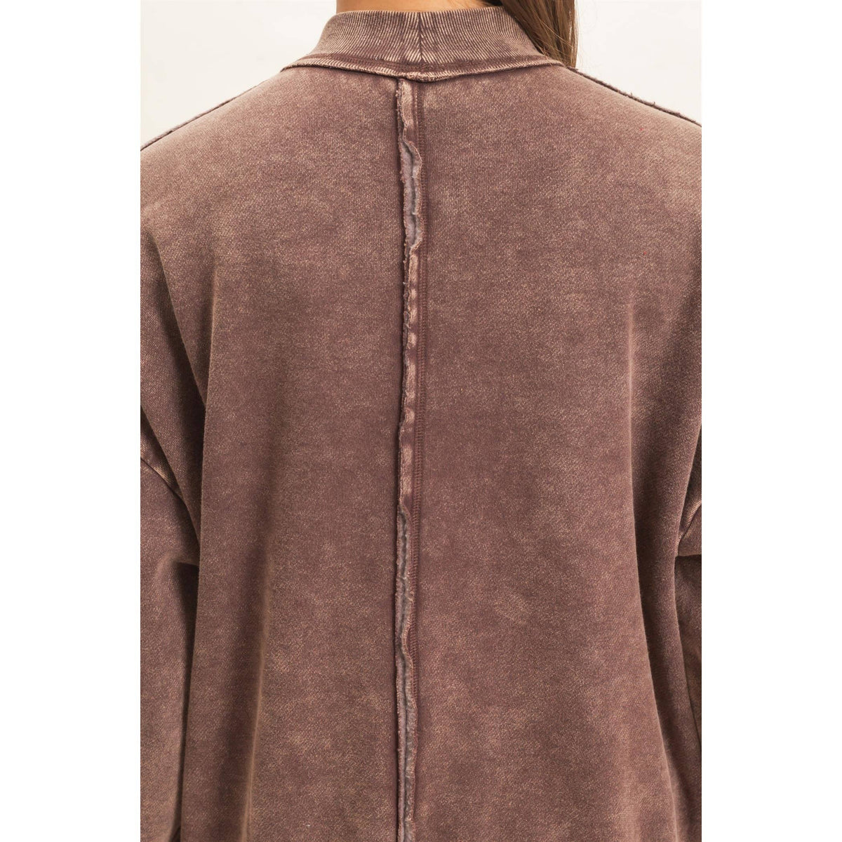 Acid Washed Mock Neck Sweatshirt