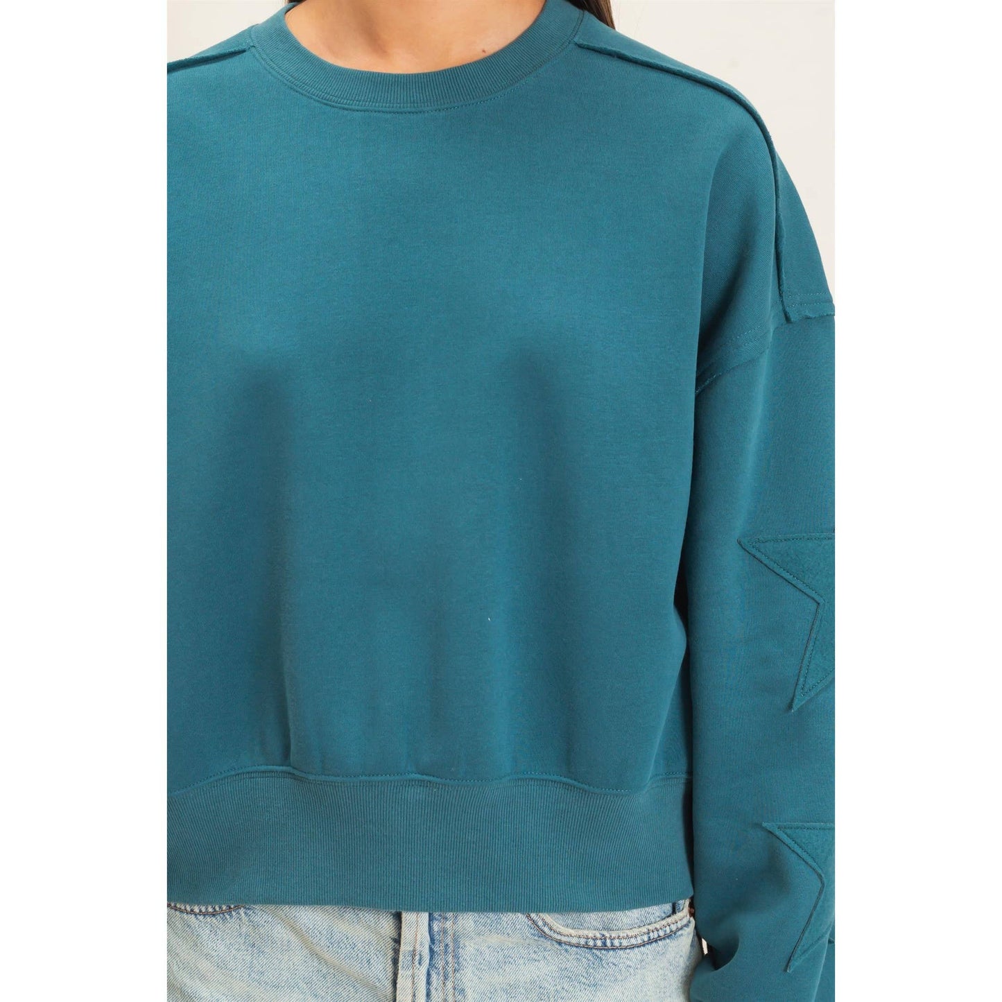 Star Patch Sleeve Sweatshirt