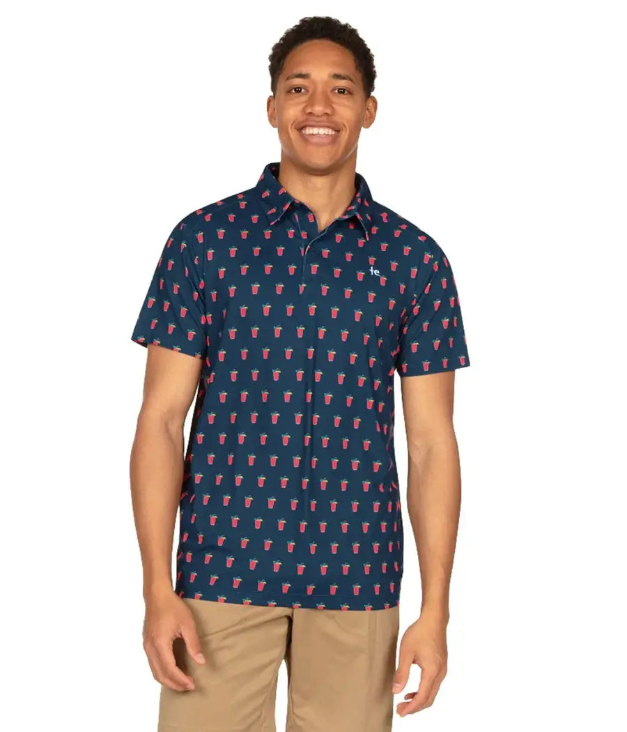 Bloody Mary Men's Golf Shirt - Printed Navy Golf Polo