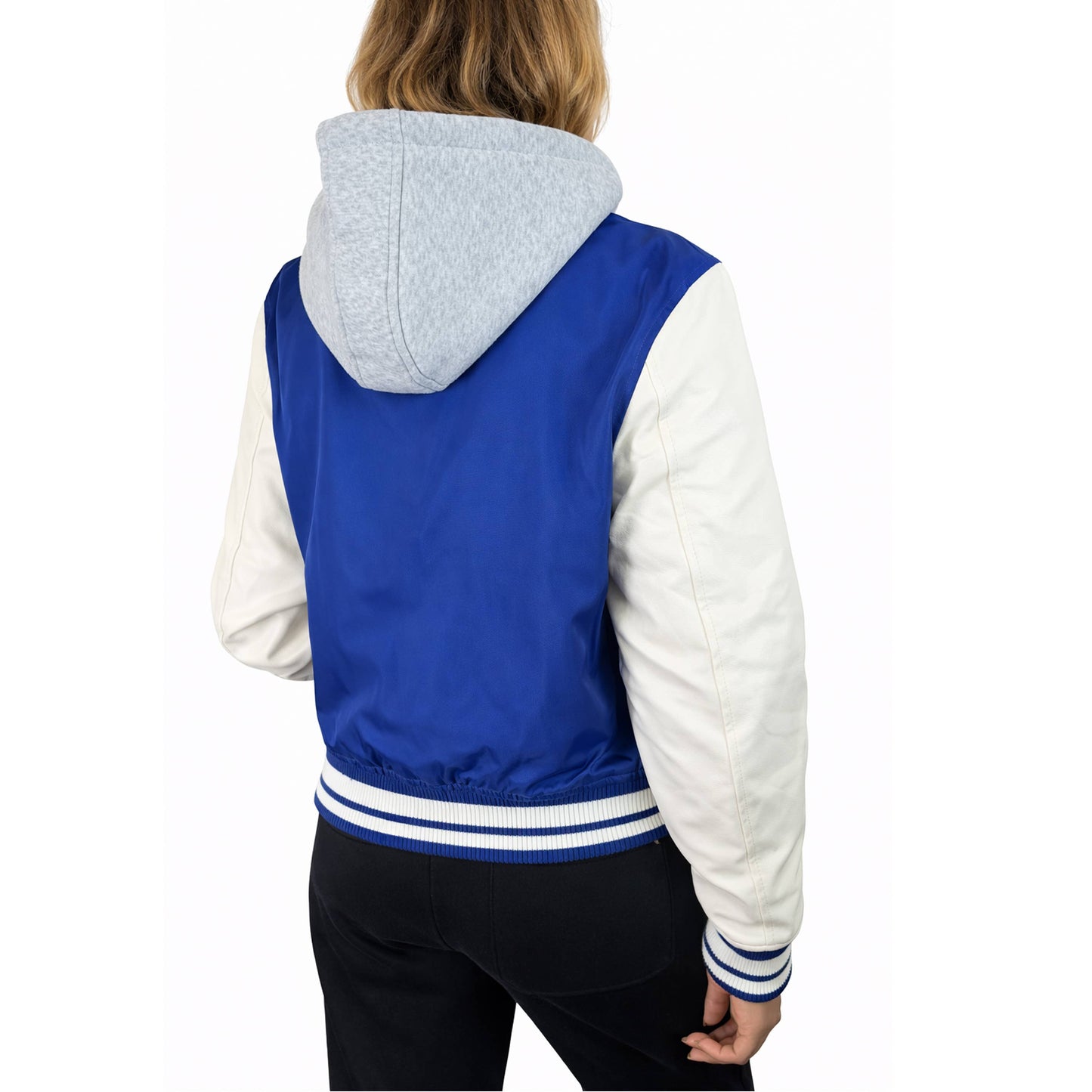 Women’s Hooded Varsity Jacket w/ Detachable Hood
