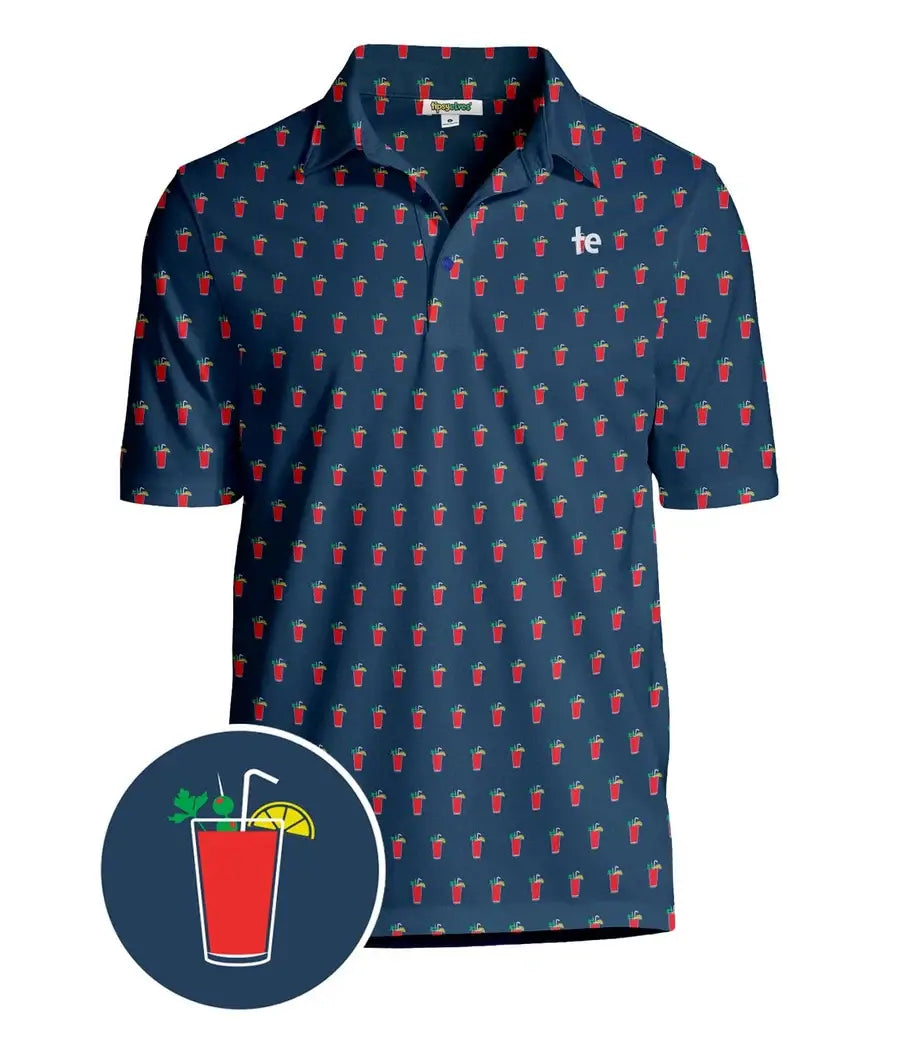 Bloody Mary Men's Golf Shirt - Printed Navy Golf Polo