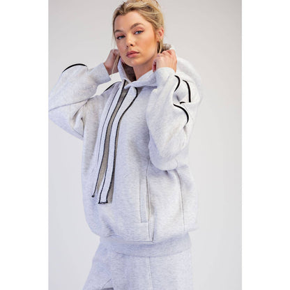 FLEECED TERRY OVERSIZED PIPING HOODIE