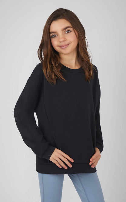 Tween Girls Soft Scuba Zuri Crew Neck Everyday Sweatshirt