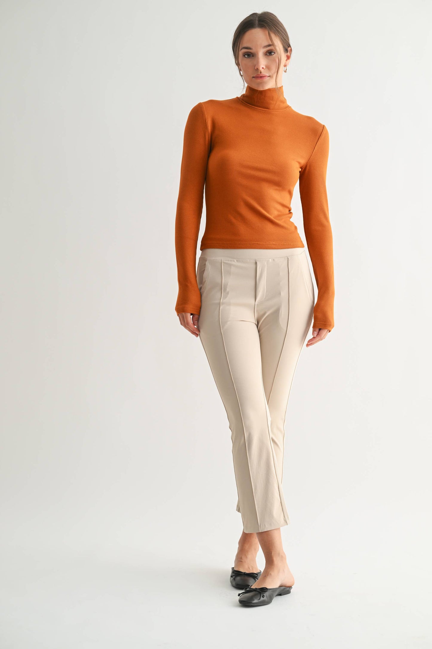 Micro Ribbed Long Sleeve Turtleneck