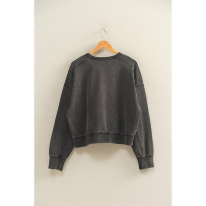 Oversized Crew Neck Sweatshirt With Raw Hem