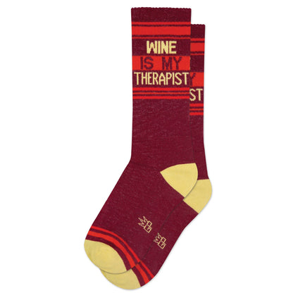 Wine is My Therapist Gym Crew Socks - Wine Lover Gift