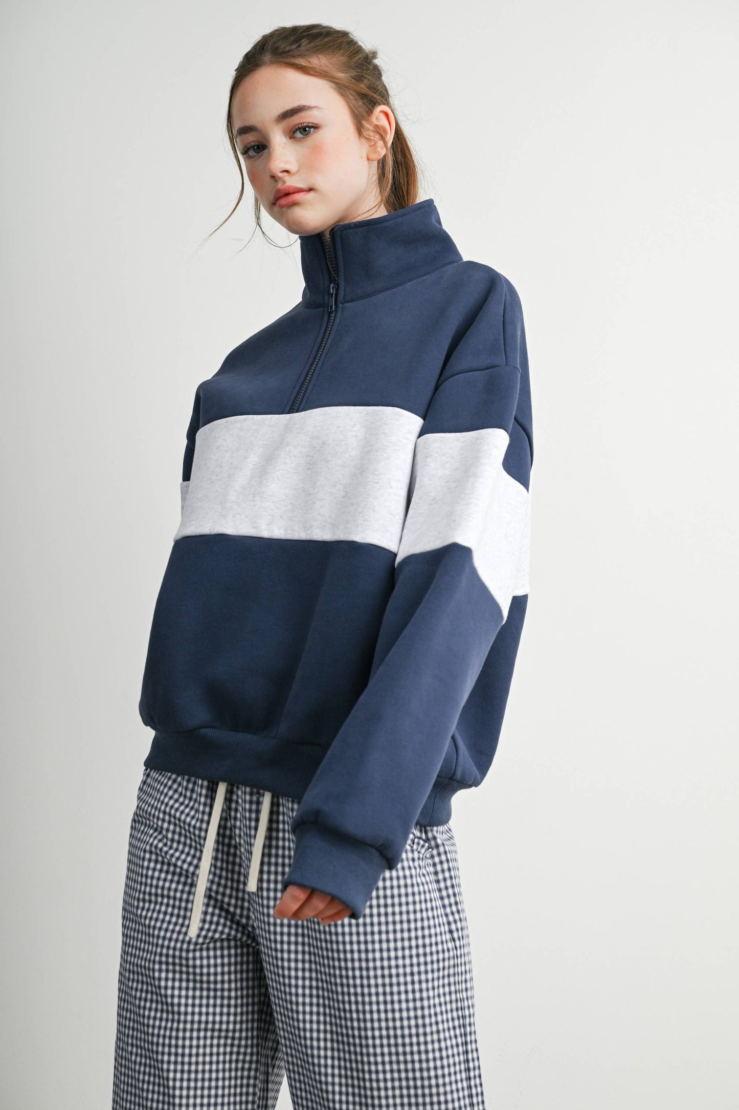Colorblock Quarter-Zip Sweatshirt-BMT8510
