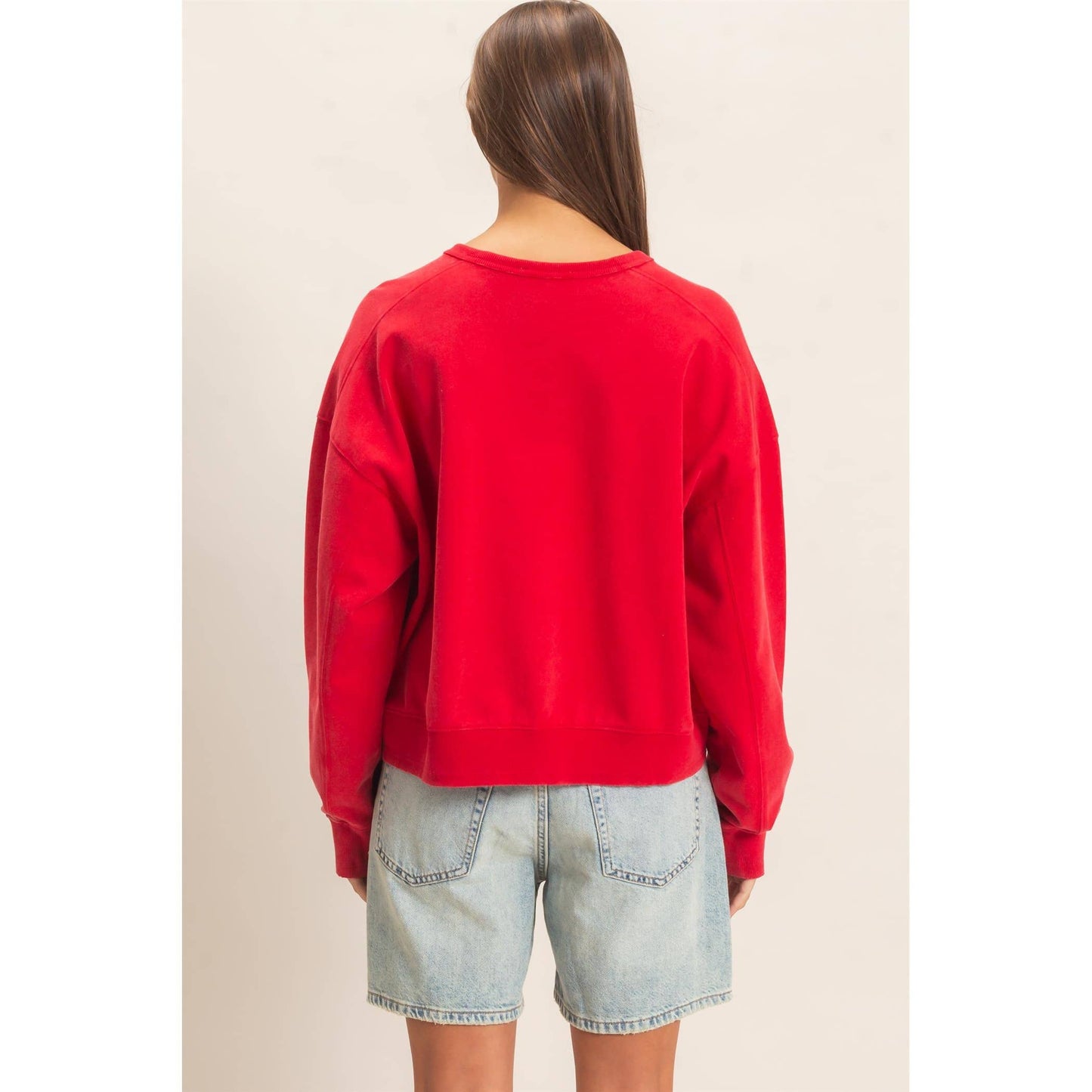 Acid Wash Seam Detail Crew Neck Sweatshirt