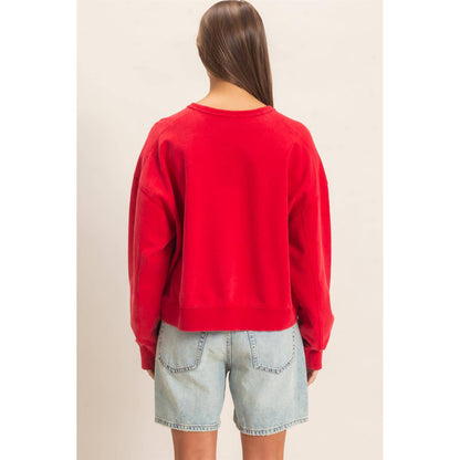 Acid Wash Seam Detail Crew Neck Sweatshirt