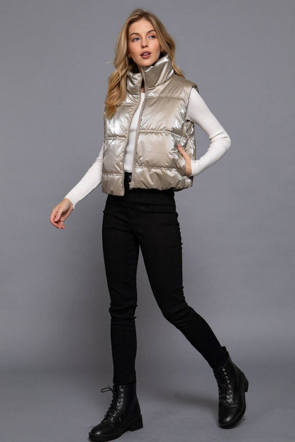 High Neck Zip Up Vest