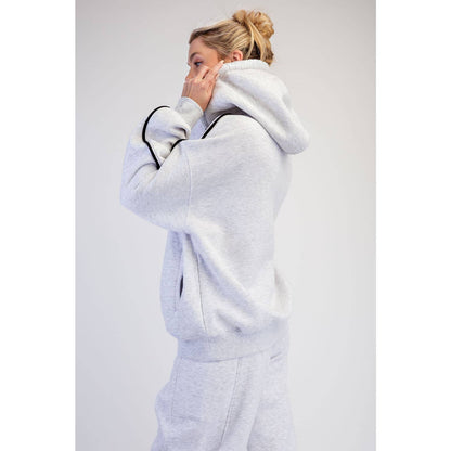 FLEECED TERRY OVERSIZED PIPING HOODIE