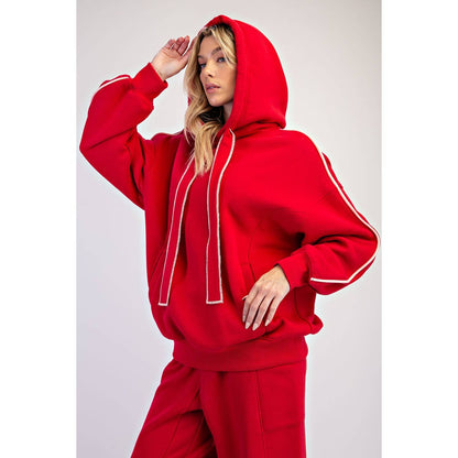 FLEECED TERRY OVERSIZED PIPING HOODIE