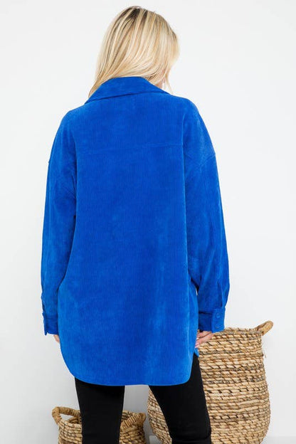 Oversized 4 Pockets Corduroy Shacket