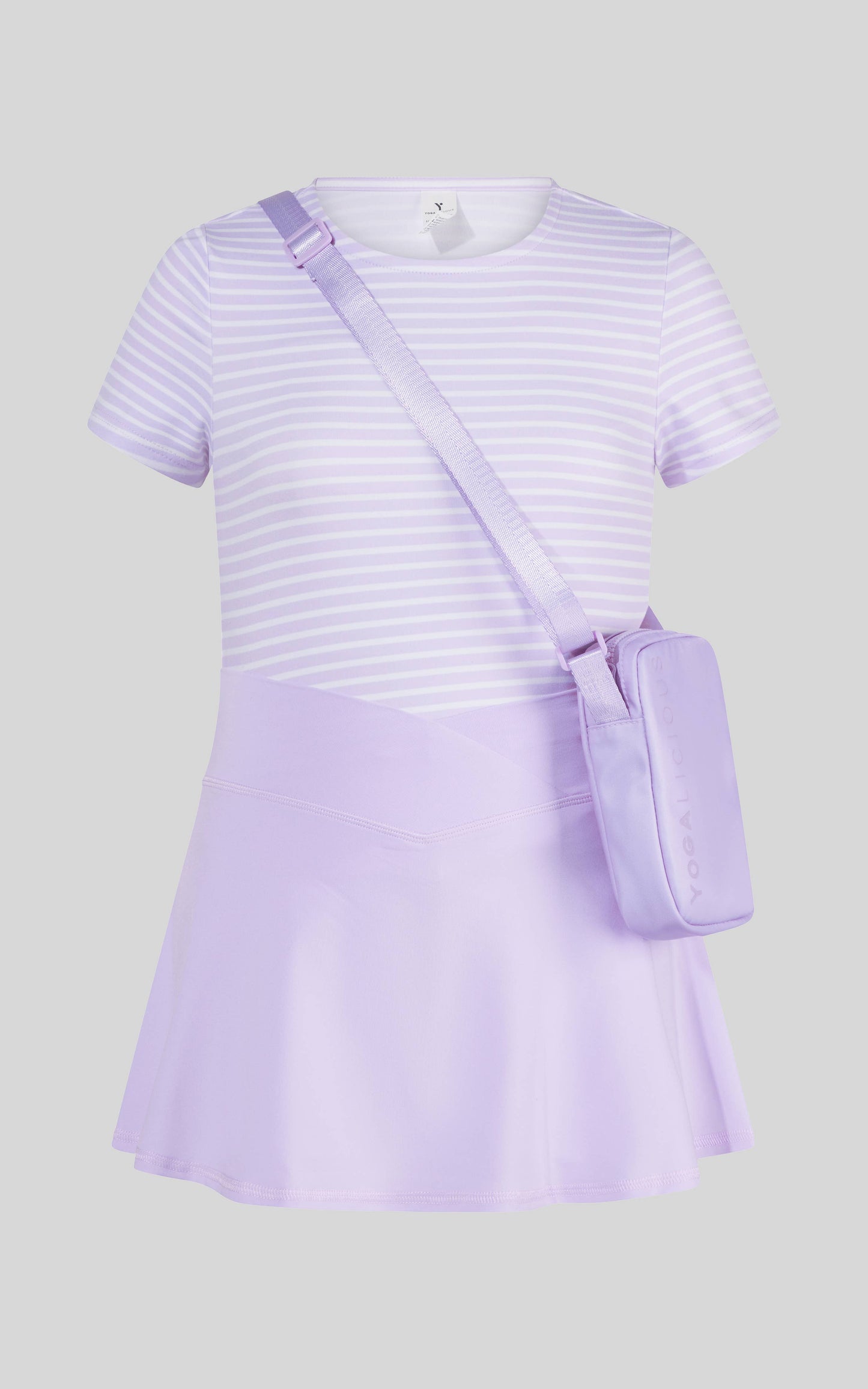 Little Girls Short Sleeve Tee, Crossover Skort, Fanny bag