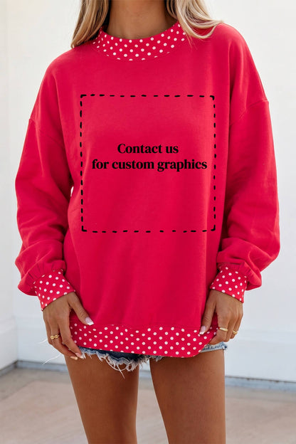 66 Plus Size Polka Dot Mock Neck Fleece Sweatshirt (S-4X)