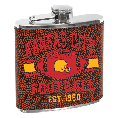 Football Leatherette Stainless Steel Flask