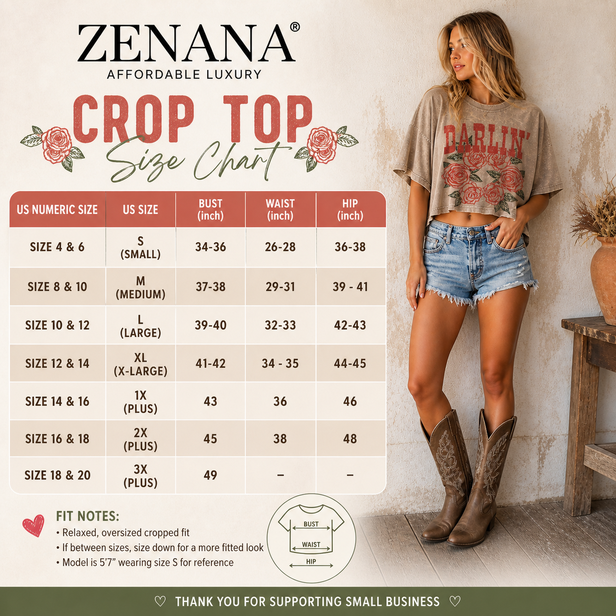 "From the 1900s" Zenana Croptop