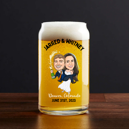 Caricature Glass Can - Wedding Couple