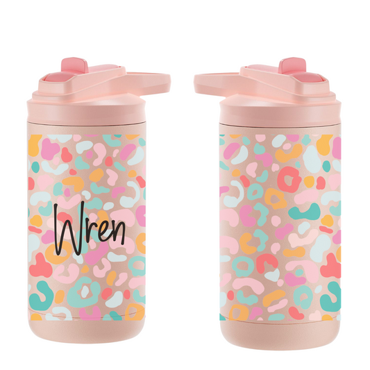 12oz Insulated Bottle - Colorful Leopard