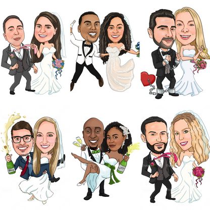 Caricature Can Coolers - Wedding Couple