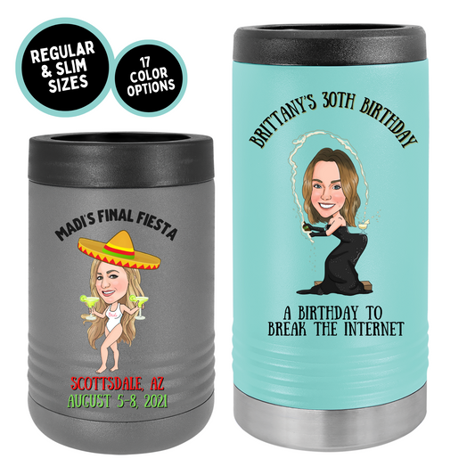 Caricature Insulated Bev. Holder - Bachelorette Party