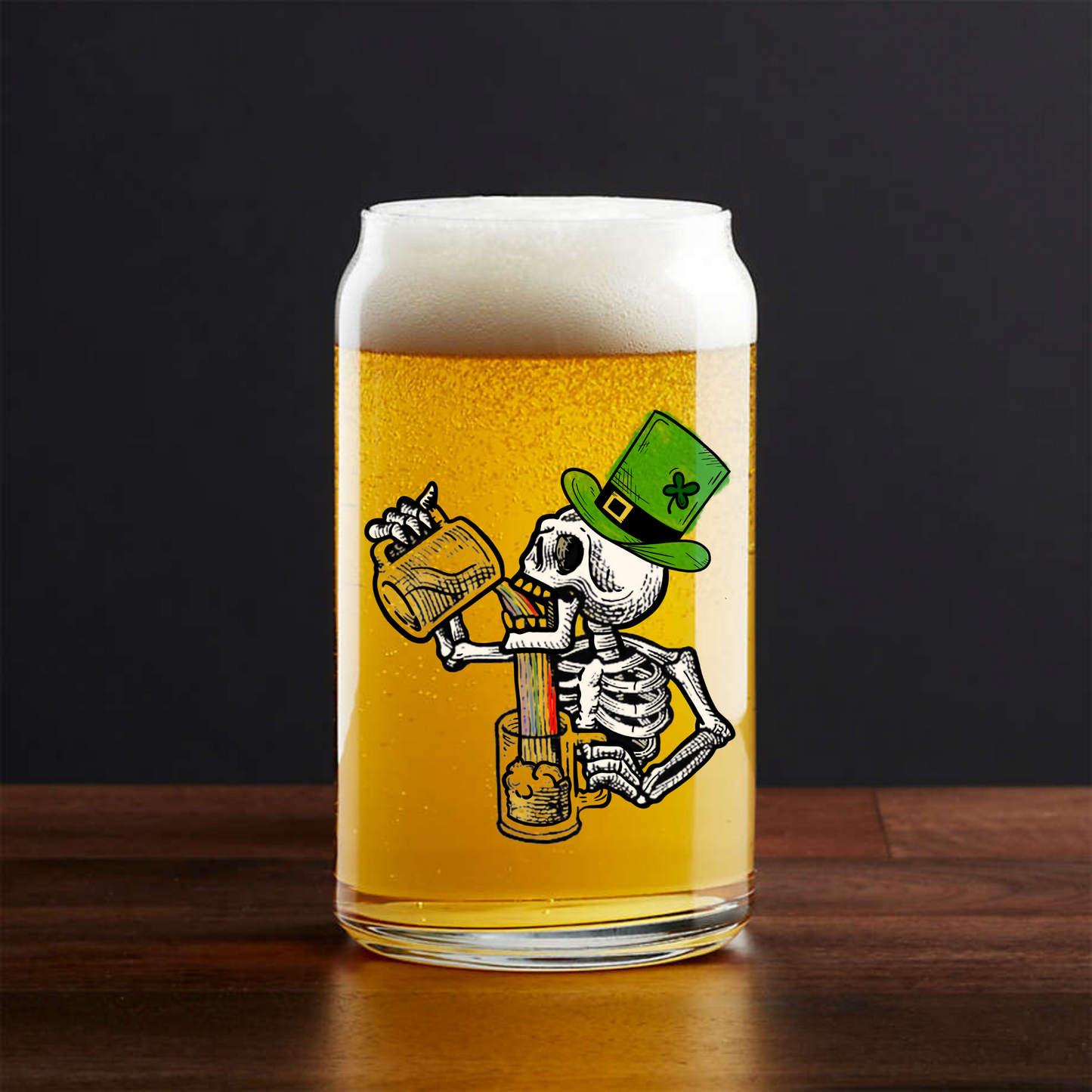 Glass Can - St. Pattys Skeleton