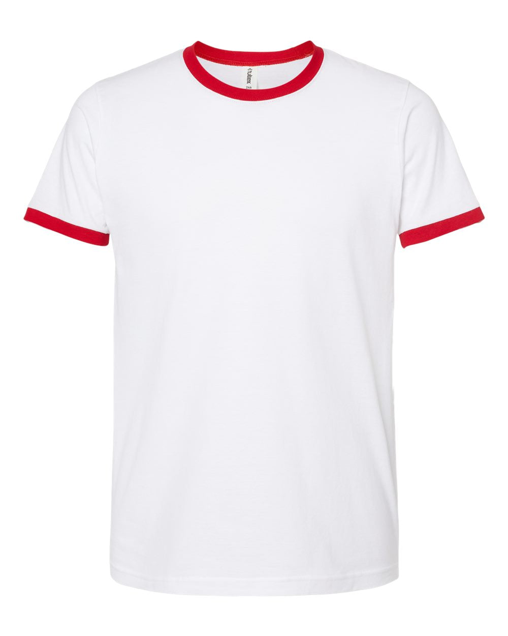 Red and top white ringer tee