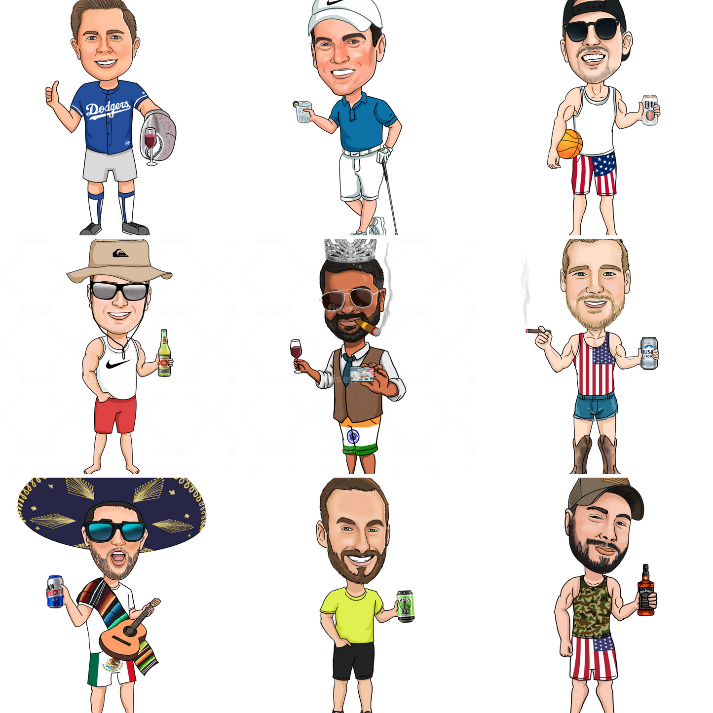 Caricature Can Coolers - Bachelor Party