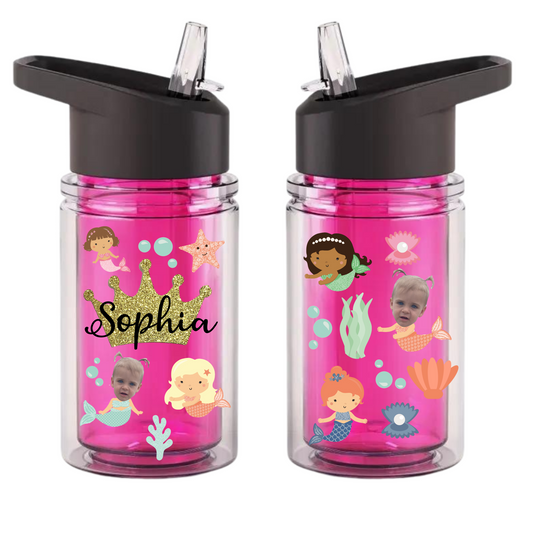 Personalized Mermaid Kids 10oz Water Bottle With Photo